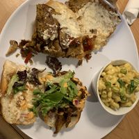 On top is the seitan steak, bottom left is the oyster mushroom and obviously bottom right is the Mac and cheese  at The Bark in Tallahassee