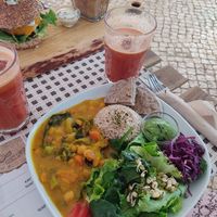 Pumpkin curry and beyond burguer at Armazem Integral in Portimao