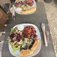 Leek & mushroom tart & salad   at Armazem Integral in Portimao