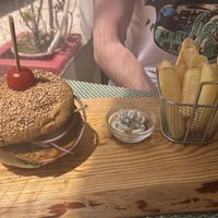 Chickpea burger  at Armazem Integral in Portimao