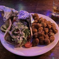 Fried tofu pita and okra   at The Earl in Atlanta