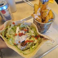 Falafel pitta and chips at Umi Falafel in Belfast