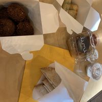 falafels, spinach rolls, basbousa at Umi Falafel in Belfast