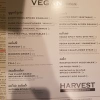 Winter vegan menu at Harvest Seasonal Grill & Wine Bar in Moosic