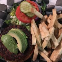 Black bean burger! at Jimmy's on The Pier in Galveston