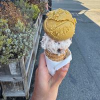 Pumpkin on top, and something I can't remember on the bottom (maybe cookies and cream?) at Cold Comfort in Victoria