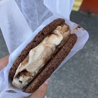 Café and chocolate sandwhich   at Cold Comfort in Victoria