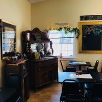 A really cute eating area. The silverware area is to the left and they also have healthy cookbooks ( not all are vegan cookbooks- idkw) at Farm Fresh Cafe in Brunswick