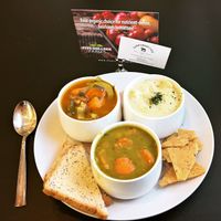 Soup sampler at Farm Fresh Cafe in Brunswick
