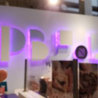 Vanilla Lavender Almond Milk next to the sign at PBJ.LA in Los Angeles