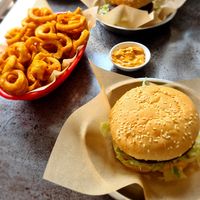 Vegan mac w/curly fries at Ralph's Bar and Eatery in Auckland