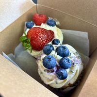 Red velvet with mixed berry & vanilla with lemon lavender   at Sweet Masterpiece in Oregon City