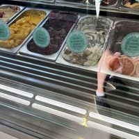 Pink grapefruit, açai and berries, and mango sorbet   at Akation Pastry Boutique in Naxos