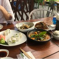 curry, pasta, veggies, sushi rolls at Chinar in Baku