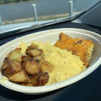 Breakfast casserole w/ cheese grits and potatoes  at Well Fed Louisiana in Shreveport