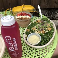 Cacao smoothie bowl, kale Caesar salad, rose water  at Well Fed Louisiana in Shreveport