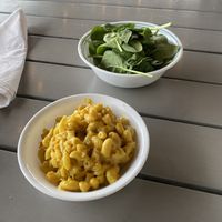 Mac and cheese. We asked for spinach on the side   at Spiral Diner & Bakery in Denton