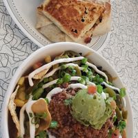 Burrito & Nachos at Spiral Diner & Bakery in Denton