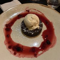 Dessert! Chocolate cake with vanilla ice cream   at Petronella in Kilkenny