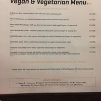 Veg menu as of July 2018  at Petronella in Kilkenny