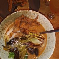 Vegan Fried Mushroom Tantanmen at Le Bec Jaune in Morzine