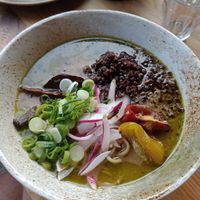 Lentil ramen at Le Bec Jaune in Morzine