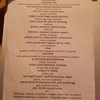 Allergen list at Le Bec Jaune in Morzine