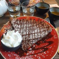 Galette sarrasin chocolat noir, crème de marron chantilly végétale at La Crêperie des Alpes in Aix-les-bains