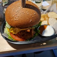 Vegan chicken burger at Huacamole Vegan Food in San Pedro