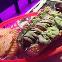 Hotdog with avocado at Huacamole Vegan Food in San Pedro