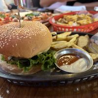 crispy vegan chick’n burger  at Huacamole Vegan Food in San Pedro