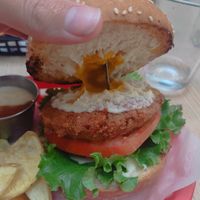 Inside the burger at Huacamole Vegan Food in San Pedro