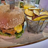 Burger at Huacamole Vegan Food in San Pedro