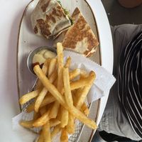 Falafel Wrap and Fries   at Huacamole Vegan Food in San Pedro