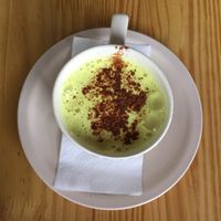 golden milk! So creamy and flavourful  at Huacamole Vegan Food in San Pedro