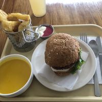 Patty burger at Huacamole Vegan Food in San Pedro