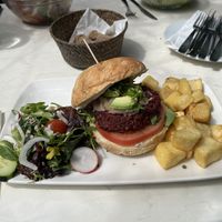 beetroot burger  at La Mar de Vins in Mallorca