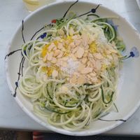 Courgette noodles with coconut sauce and almonds at La Mar de Vins in Mallorca