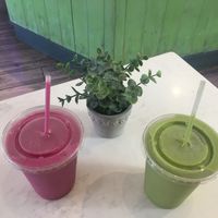 Pitaya Pump-Up and King Kong smoothies at Mama Matcha Green Bar in Provincetown