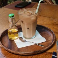 Ice coffee with a syrup made from a Japanese root, I forgot the name. Delicious at Wabi-Sabi Cafe in Shimoda