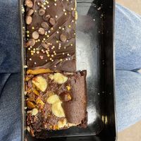 Millionaire shortbread and brownie (vegan)  at Loves Cafe in Weston-super-mare