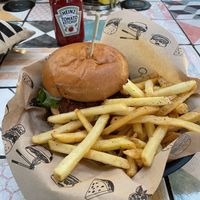 Vegan chicken less burger  at LHR - Giraffe - T5 in West London