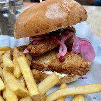 Vegan chicken sandwich   at LHR - Giraffe - T5 in West London