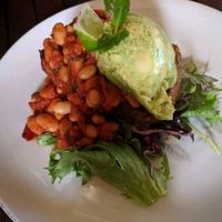 nutty pumpkin loaf with Mexican beans and smashed avocado  at Yum Yum Tree Cafe in New Brighton
