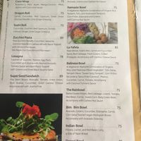 Vegan menu- loads of other vegan options too!  at Verdant Organic in Benoa