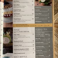 Menu at Verdant Organic in Benoa