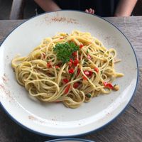 Vegan spaghetti  at Blackbeach in Ubud