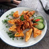 Tomato Tempe and tofu  at Blackbeach in Ubud