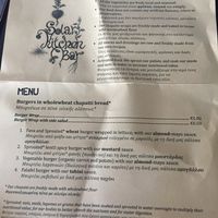 Menu front page at Solar Kitchen Bar in Larnaca