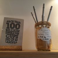 Reusable stainless steel straws at Solar Kitchen Bar in Larnaca